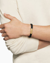 Chevron Bracelet in Black Rubber with 18K Yellow Gold, 9mm